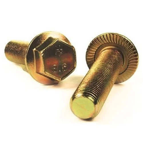 Yellow Zinc Plated Hex Flange Bolt  DIN 6921,  Size 8 mm, Length 20 mm, Grade 8.8 | Aobsco Company