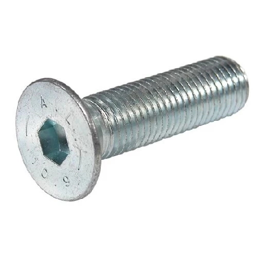 White Zinc Plated Countersunk Allen Bolt    Grade 10.9, Size 12 mm, Length 20 mm | Aobsco Company