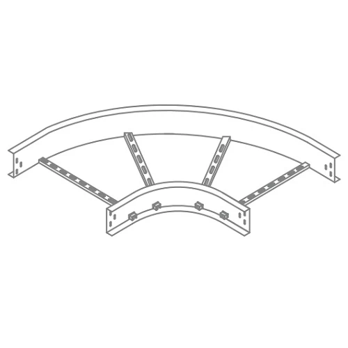 Aluminum Ladder Cable Tray Horizontal Elbow (ORF), 127mm Height, 150mm Width, 41×21mm Channels Size, 21mm Flange Width | BAHRA