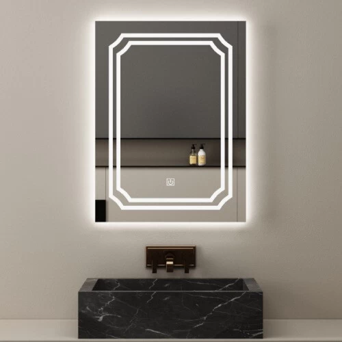 Lighted Mirror 3 Light Colors Dimensions 80×60 cm, Rectangular shape Lighted Mirror 3 Light Colors Dimensions 80×60 cm, Rectangular shape