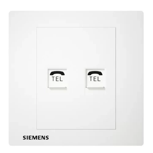 2 Gang RJ11 Telephone Socket, White, 86x86mm, Siemens (Delta Relfa)