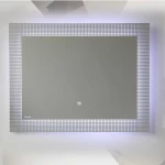 مراية ليد مقاس 80×60 سم، إطار رملي مربعات، شكل مستطيل