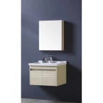 Beige Washbasin with Wooden Cabinet, 60 × 46 cm