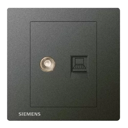 TV+RJ45 Internet/Data Cat6 Socket, Dark Gray Color, Siemens (Delta Relfa) TV+RJ45 Internet/Data Cat6 Socket, Dark Gray Color, Siemens (Delta Relfa)