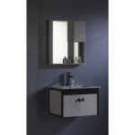 Wooden Sink with Dark Grey Black Aluminum Cabinet, 60 × 46 cm