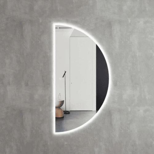 مراية إضاءة داخلية شكل نصف دائري، مقاس 120 × 60 سم مراية إضاءة داخلية شكل نصف دائري، مقاس 120 × 60 سم