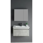 Grey Wooden Bathroom Vanity with Mirror & Medicine Cabinet, 60 × 46 cm