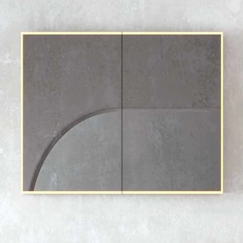 مراية ليد شكل مستطيل، إطار اكريليك مع رف، مقاس 75 × 65 سم