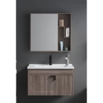 Light Wood Bathroom Vanity with Sink, 80 cm, Unique Design with Mirror and Medicine Cabinet
