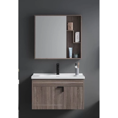 Light Wood Bathroom Vanity with Sink, 80 cm, Unique Design with Mirror and Medicine Cabinet Light Wood Bathroom Vanity with Sink, 80 cm, Unique Design with Mirror and Medicine Cabinet