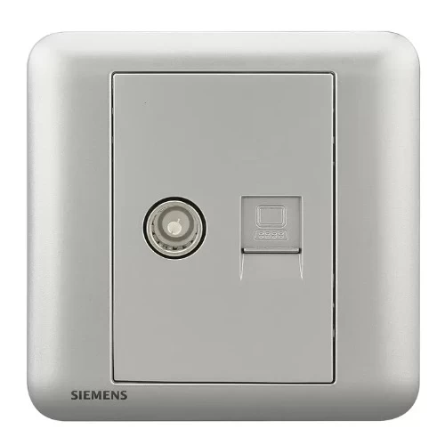 TV+RJ11-Telephone Socket, Dark Silver Color, Siemens (Delta Seata) TV+RJ11-Telephone Socket, Dark Silver Color, Siemens (Delta Seata)