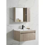 Wood Wood Sink with Cabinet, Width 60 cm, Practical Design with Mirror and Medicine Cabinet