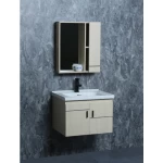 Elegant Wood Finish Sink, Size 80 cm, Includes Mirror and Medicine Cabinet