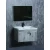 Grey Wood Bathroom Vanity, Width 80 cm, Distinct Design with LED Mirror and Cabinet