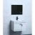 White Wood Vanity Unit, Size 80 cm, Practical Design with Cabinet and LED Mirror