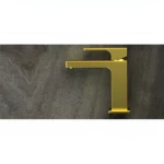 Short Washbasin Mixer golden matte color