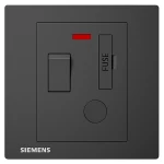 مخرج فيوز كهربائي 13 أمبير ثنائي القطب مع مفتاح اتصال و مؤشر، لون رمادي داكن، 86×86 مم، ماركة سيمنز (دلتا ريلفا)