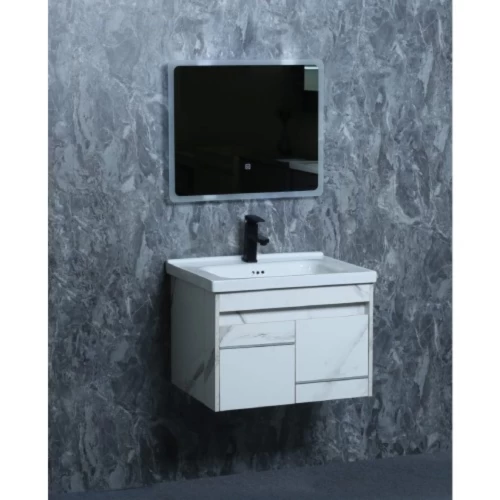 Wooden Bathroom Sink White Marble, Size 80 cm Wooden Bathroom Sink White Marble, Size 80 cm