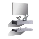 White gray Vanity Unit, Stone Cabinet and Basin, Size 100 cm
