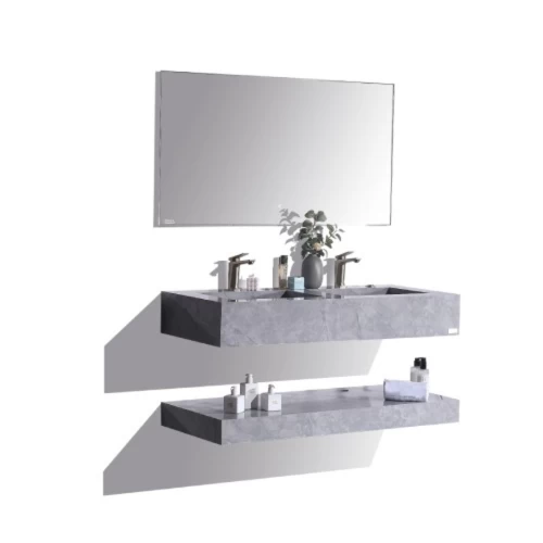 White gray Vanity Unit, Stone Cabinet and Basin, Size 120 cm White gray Vanity Unit, Stone Cabinet and Basin, Size 120 cm
