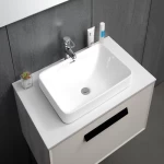 Chinese BMF Wood Bathroom Sink, Size 80 cm, Dark gray Color