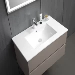 BMF Chinese Wooden Washbasin, Dark gray, Size 80 cm