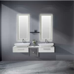 Two Wooden Washbasin, 150 cm size, white and gray color