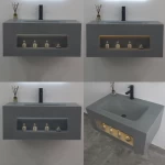 Elegant Look Stone Chinese Bathroom Sink, 60 cm size, Gray color