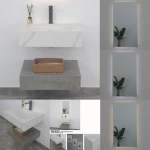 Distinctive Design Chinese Stone-Finish Bathroom Sink, 60 cm size, white color