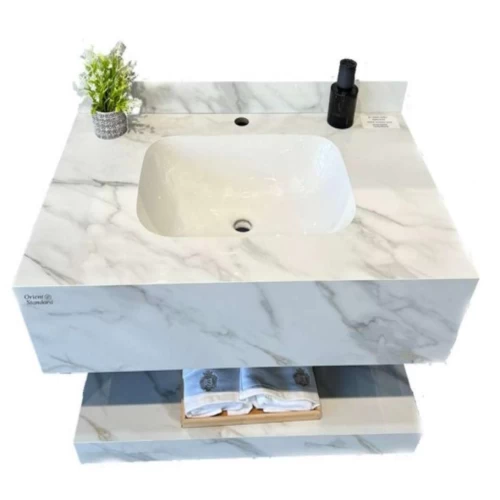 Distinctive Design Stone Vanity Unit ceramic basin, 80 cm size, white color