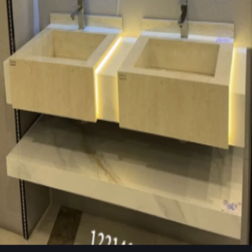 طقم مغسلة حجرية، تصميم مميز، مقاس 150 سم، لون بيج فاتح مطفي طقم مغسلة حجرية، تصميم مميز، مقاس 150 سم، لون بيج فاتح مطفي