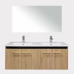 Two basin Wooden Washbasin, 120 cm, Wooden Color