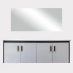 Two basin Wooden Bathroom Sink, 120 cm, Light Grey Color