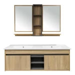 Wooden Washbasin unit two basin, size 120 cm, Gray Wooden Color