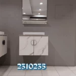 Wooden Washbasin unit two basin, size 120 cm, White marble color Color