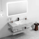 Stone washing unit, 80 cm size, gray color, elegant design gives your bathroom a sense of strength and excellence.