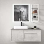 Wooden Vanity Unit, Distinctive Design, Light gray color, 100 cm size
