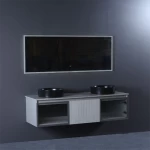 Modern Style Wooden Wash Unit , Size 140 cm, light gray Color