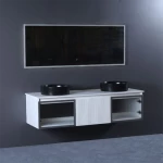 Contemporary Design Wooden Vanity Unit, Size 140 cm, Black matte Color