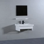 طقم مغسلة خشب شكل أنيق لون أبيض، مقاس 40× 36 سم