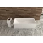 حوض استحمام كلاسيكي حجر أبيض مطفي، تصميم أنيق