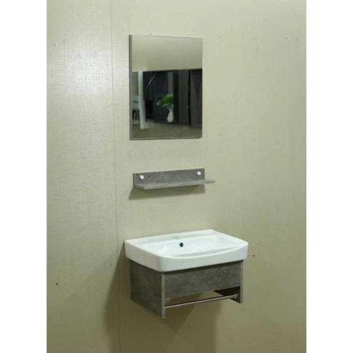 Wooden with aluminum Washbasin, Size 50 × 36 cm, Dark gray Color