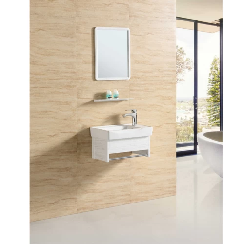 Wooden with aluminum Washbasin, Size 50 × 36 cm, White Grey Color Wooden with aluminum Washbasin, Size 50 × 36 cm, White Grey Color