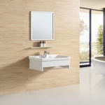 Wooden with aluminum Washbasin, Size 60 × 40 cm, White Grey Color