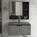 Wooden with aluminum Wash Sink, 60 cm size, lead color