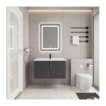 Wood and aluminum Basin Set, Size 80 cm, Grey Color