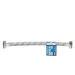 Spanish Faucet Hose, 1/2 × 1/2, 80 cm Length, Glossy Nickel Finish