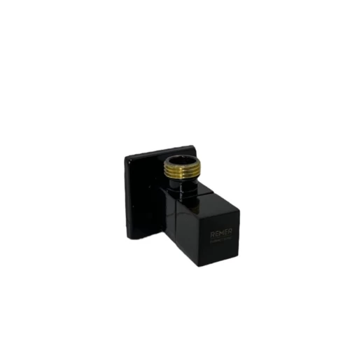 Stainless Steel Angle Valve, Square Shape, Black bright Color, REMER, Made in Italian Stainless Steel Angle Valve, Square Shape, Black bright Color, REMER, Made in Italian