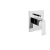 Built-In Shower Mixer Handle, Square Design, Chrome, Compatible with Smart Model