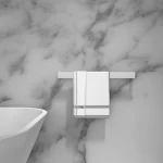 Wall-Mounted Stone Shelf, Matte White Color,  5×5×60 cm Size